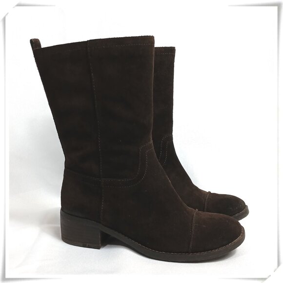 Jessica Simpson Dark Chocolate Brown Mid Calf Suede Leather Boots EUC - Picture 1 of 7